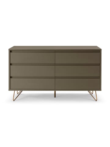 SalesFever Kommode 120 cm mit Stauraum - Metallbeine Messing MDF matt lackiert in Grau