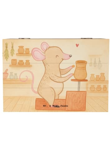 Mr. & Mrs. Panda Holzbox mit Deckel Maus Töpfern Design ohne Spruch in Weiß