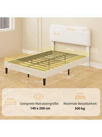 HOMCOM Bettgestell-205L x 151B x 117H cm-Weiß