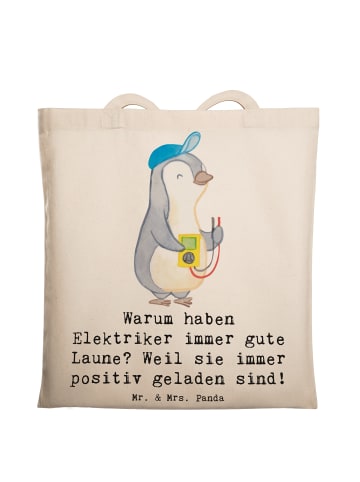 Mr. & Mrs. Panda Laptoptasche Positiver Elektriker mit Spruch in Creme