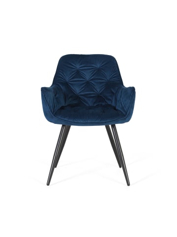 Giner y Colomer 2-er Set:  Stühlen mit Samtbezug und Stahlbeinen in Blue