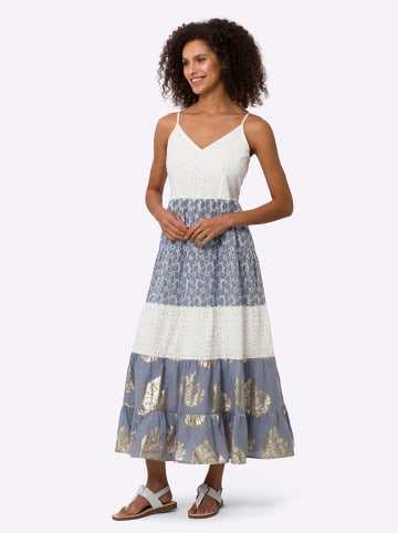 Heine Stufenkleid in ecru-bleu-gemustert
