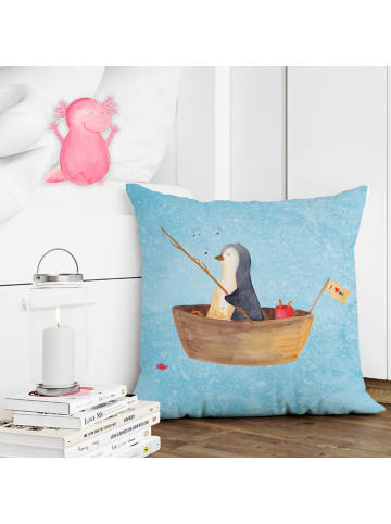 Mr. & Mrs. Panda kissen bedruckt Pinguin Angelboot ohne Spruch in Eisblau