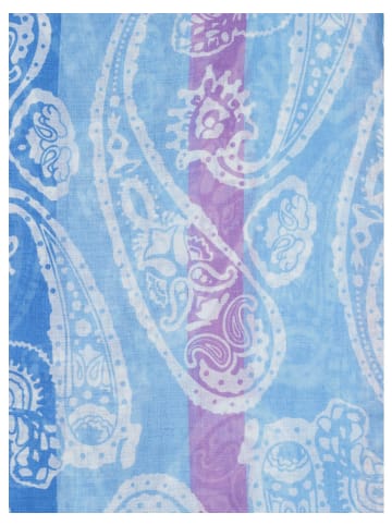 Faera Eleganter Schal Fransen Paisley Muster weiches Material in Blau