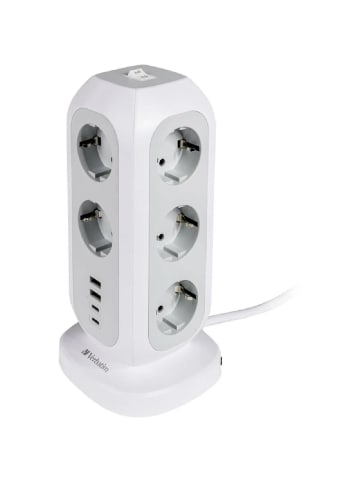 COFI 1453 Multifunktionaler Euro-Steckdosenturm 11-fach Steckdose mit USB in Weiß