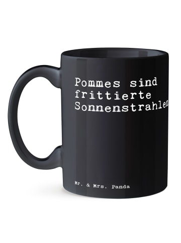 Mr. & Mrs. Panda Keramiktasse Pommes sind frittierte Sonnenstrah... in Schwarz