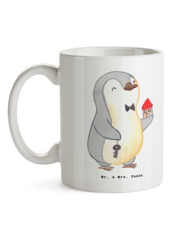 Mr. & Mrs. Panda Kaffeetasse Immobilienkaufmann Herz ohne Spruch in Weiß