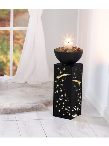 EASYmaxx LED-Dekosäule Sternschnuppe 87cm 3V anthrazit mit Pflanzschale - Aufbauset grau