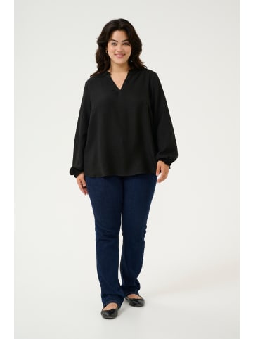 KAFFE curve Langarm-Bluse KColina in Black Deep CC