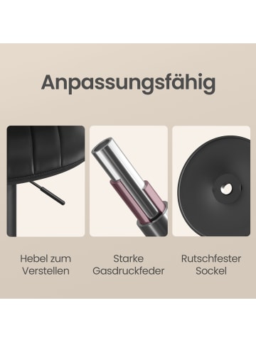 VASAGLE 2er-Set: Barhocker Tyra in Schwarz - (B)43 x (H)(88-108) x (T)46.5 cm