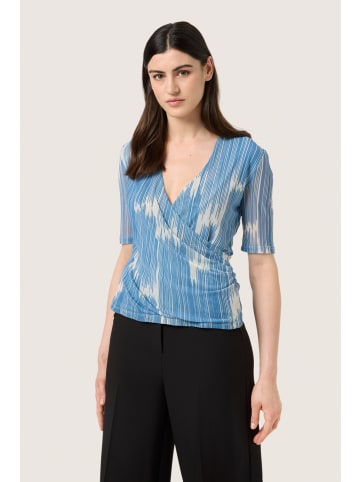 Soaked in Luxury Langarm-Bluse SLAldora Feminine Form in Blue Scattered Print