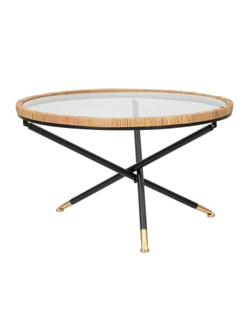 Mauro Ferretti Couchtisch aus Eisen, Holz und schwarzem und braunem Glas, Ø cm 80x46,5