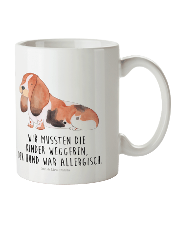 Mr. & Mrs. Panda Pott Hund Basset Hound mit Spruch in Weiß