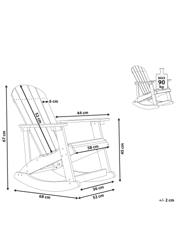 Beliani Kinderschaukelstuhl ADIRONDACK in Blau - (W) 52 x (H) 67 x (L) 68 cm