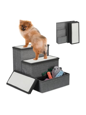 relaxdays Hundetreppe in Grau - (B)40 x (H)39 x (T)49 cm