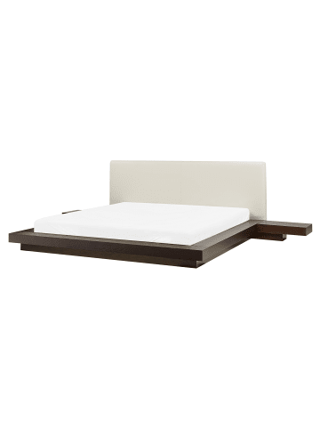 Beliani Doppelbett ZEN in Braun/Weiß - (W) 308 x (H) 86 x (L) 229 cm