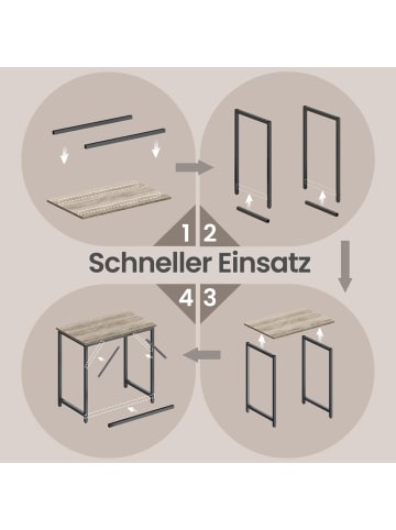 VASAGLE Schreibtisch Barnet in Greige-Schwarz - (B)80 x (H)76 x (T)50 cm