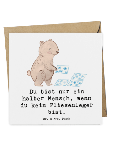 Mr. & Mrs. Panda Deluxe Karte Fliesenleger Herz mit Spruch in Weiß