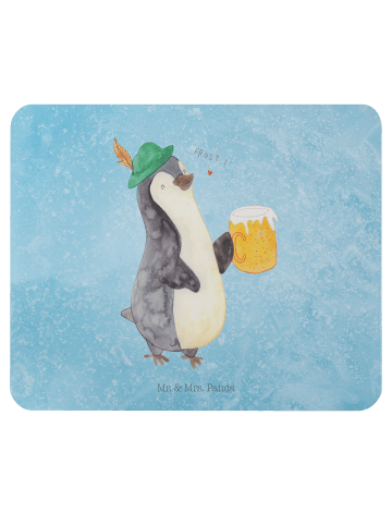 Mr. & Mrs. Panda Mauspad Pinguin Bier ohne Spruch in Eisblau