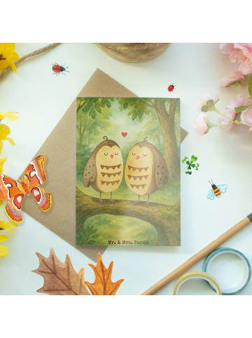 Mr. & Mrs. Panda jubiläumskarte Eulen Liebe Design ohne Spruch in Weiß