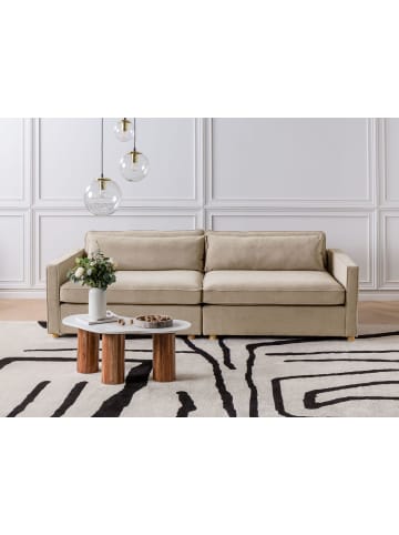 Beliani 3-Sitzer Sofa VINSTRA in Beige/Heller Holzfarbton