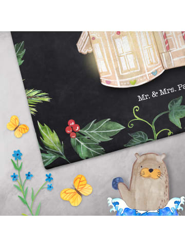 Mr. & Mrs. Panda Gästehandtücher Lebkuchenhaus mit Spruch in Eisblau