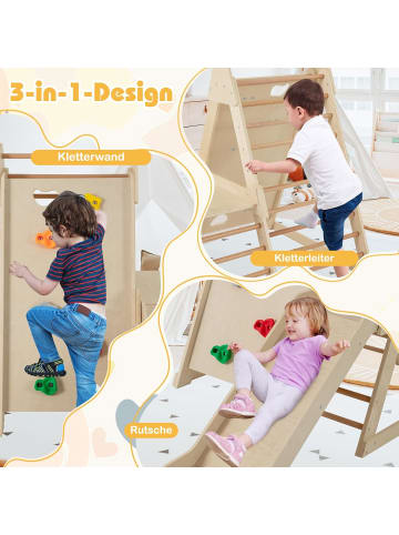 COSTWAY Klettergerüst Indoor 3 in 1 ab 3 Jahren in Beige