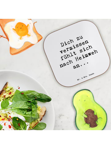 Mr. & Mrs. Panda Untersetzer für Gläser Spruch Heimweh Sehnsucht... in Weiß