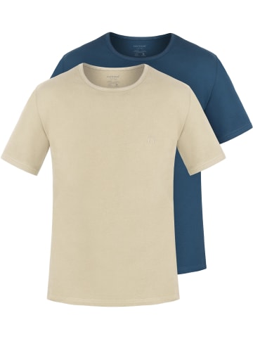 normani 2er Set Herren T-Shirts aus Bio-Baumwolle Nyons in Beige/Marine