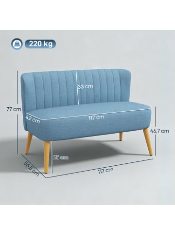 HOMCOM Sofa-117L x 56,5B x 77H cm-Blau