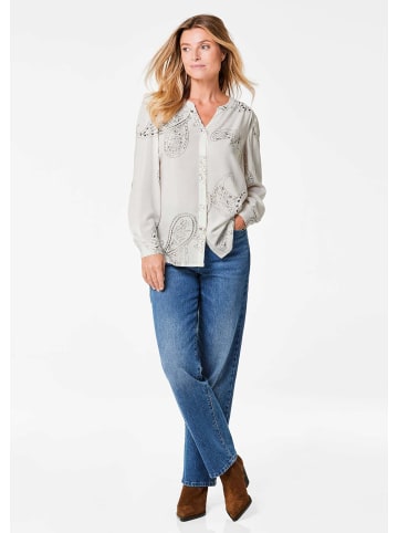 GOLDNER Kurzgröße:  Bluse Bluse in cremeweiß / gemustert