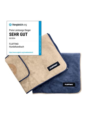 FLUFFINO Hundehandtuch Set 2-tlg. S beige/blau  Bunt