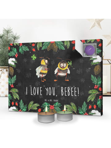 Mr. & Mrs. Panda Duftkerzen Adventskalender Bienen Paar mit Spruch in Kreidetafel