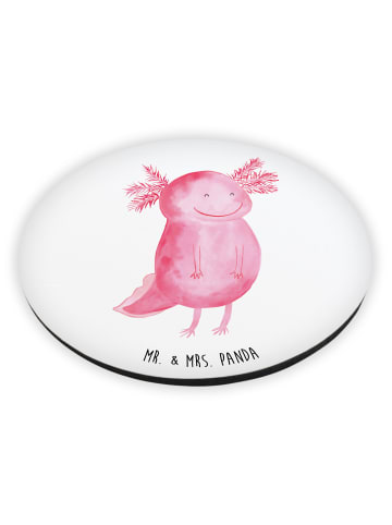 Mr. & Mrs. Panda Rund Magnet Axolotl Glücklich ohne Spruch in Weiß