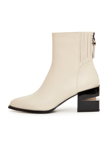 CESARE GASPARI Lederstiefeletten mit Blockabsatz in Beige