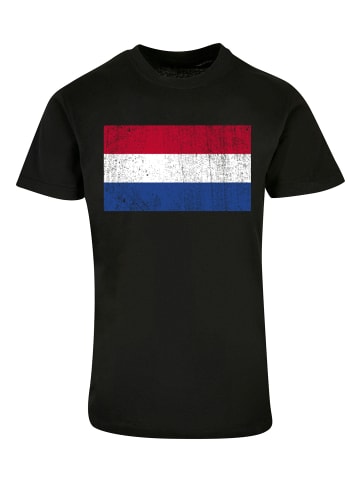 F4NT4STIC T-Shirt Niederlande Holland Flagge distressed in schwarz