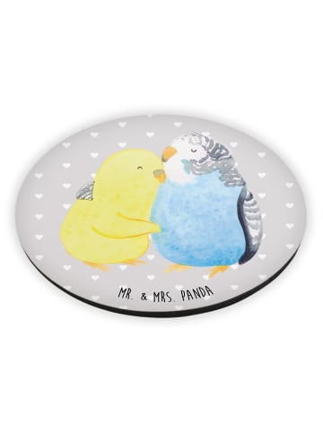 Mr. & Mrs. Panda Rund Magnet Wellensittich Liebe ohne Spruch in Grau Pastell