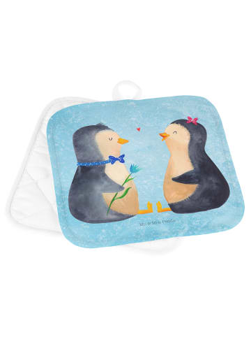 Mr. & Mrs. Panda 2er Set Topflappen Pinguin Pärchen ohne Spruch in Eisblau