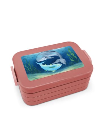 Mr. & Mrs. Panda Brotdose Walfisch Thunfisch Design ohne Spruch in Rot Pastell