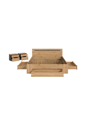 ebuy24 Schlafzimmer-Set Canu (3-teilig) Eiche 284 x 205 cm