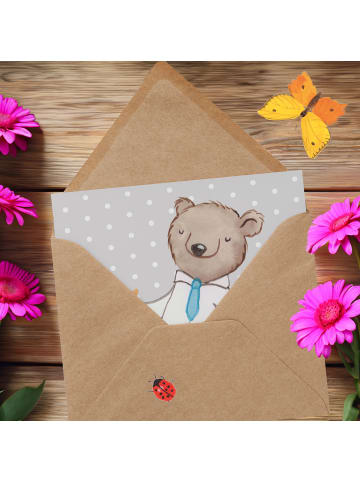 Mr. & Mrs. Panda Glückwunschkarte Bänker Herz ohne Spruch in Grau Pastell