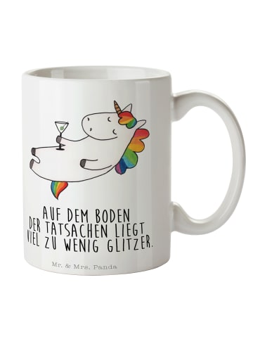 Mr. & Mrs. Panda Tasse Einhorn Blümchentail mit Spruch in Weiß