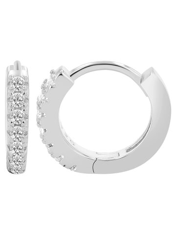 Adeliás Damen Ohrringe – Klappcreole aus 925 Silber mit Zirkonia in silber