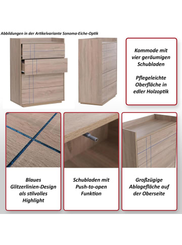 MCW Kommode P44 4 Schubladen Push-to-open, Sonoma-Eiche-Optik