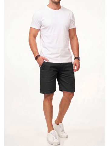 behype Chinoshorts - Kurze Hose mit Stretch inkl. Gürtel für Herren in Black