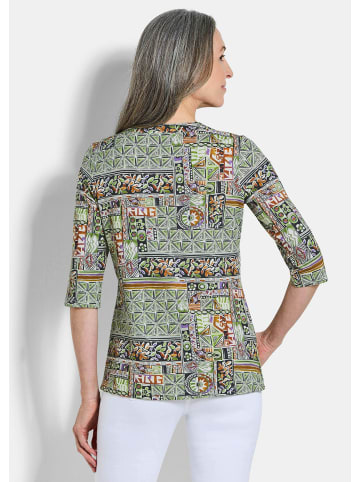 GOLDNER Kurzgröße:  Sommertunika mit Biesen in grün / gemustert
