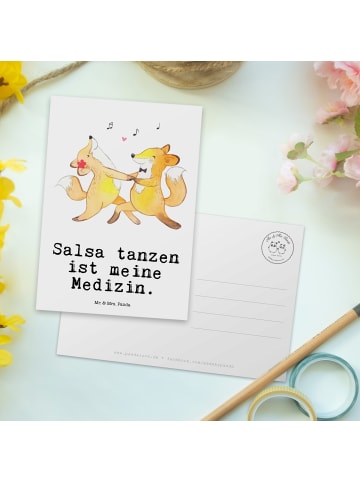 Mr. & Mrs. Panda Ansichtskarte Füchse Salsa tanzen mit Spruch in Weiß