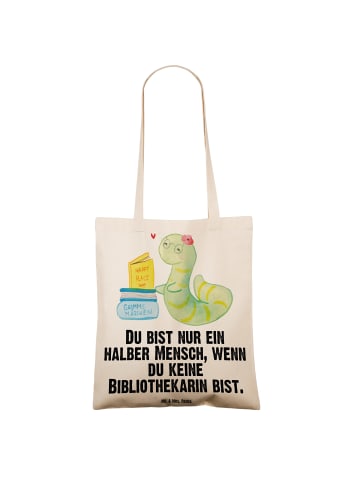 Mr. & Mrs. Panda Umhängetasche Bibliothekarin Herz mit Spruch in Creme