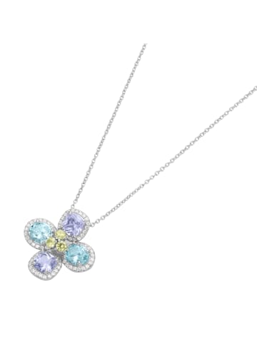 Giorgio Martello Milano Kette Mit Anhänger Blüte Und Zirkonia in Mehrfarbig