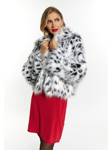 faina Faux Fur Blouson in Schwarz Weiss